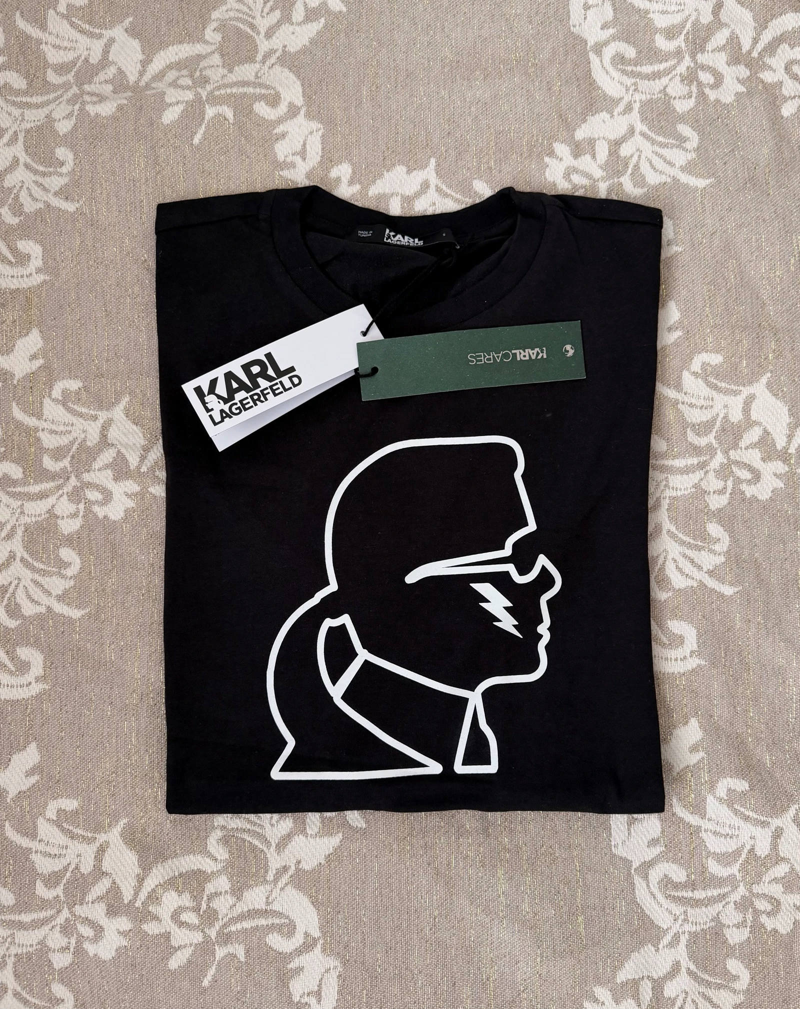 T-Shirt Karl Lagerfeld authentique 100% coton biologique taille S noir